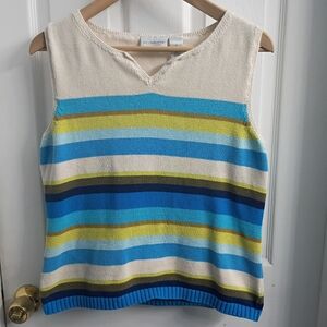 Liz Claiborne Striped Sleeveless Knit Top Size M